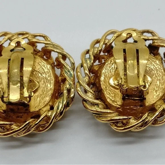 Sale‼️CHANEL Authentic Gold Plated Clip Ons Earrings-Preowned As Is Read - Picture 7 of 11